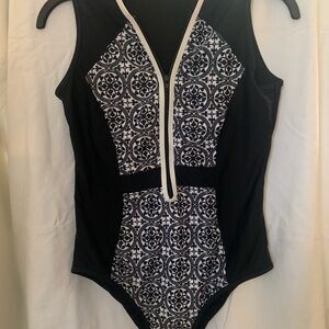 Bare Necessities Black and White Patterned Swimsuit